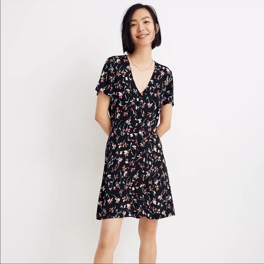 Madewell Black Floral Dress